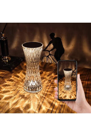 Conventions1 Elmas Masa Lambası Usb Şarj Edilebilir Kristal Beyaz
