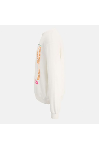 Beyaz Fila Erkek Bisiklet Yaka Sweatshirt Transfer Detail Su411114 BEYAZ