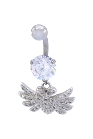 Ferizz 316l Çelik Zirkon Taşlı Kuş Piercing Prc-124 Gümüş