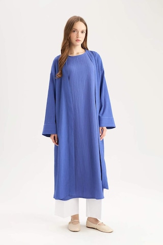 Defacto Relax Fit Şal Yaka Krinkıl Kumaş Uzun Kimono E1816AX25SP Mavi