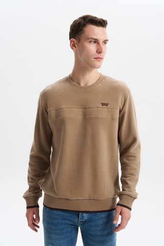 AR-MA Arma Erkek Regular Fit Selanik Sweatshirt Kazak Karbon Fırçalı, Bisiklet Yaka, Pamuk Polyester, Süs Etiketli K30124697802 Füme - Gri