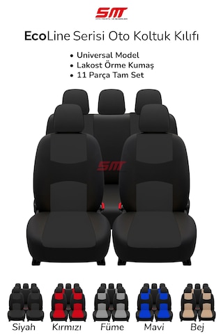 Ecoline Serisi Universal Oto Koltuk Kılıfı Siyah