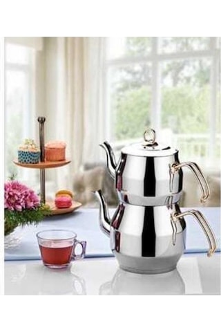 İnter Çelik Köşem Çaydanlık Sade Aile Boyu Çelik