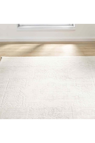 Minimal Krem Eskitme Desenli Halı - Mk12004krs