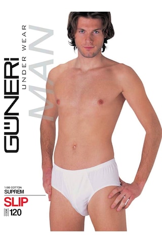 Erkek Beyaz Süprem Penye Slip %100 Pamuklu 3 Lü Paket 120-3b Beyaz