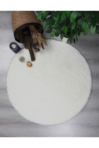 Dekoratif Tavşan Tüyü Ultra Yumuşak Peluş Yuvarlak Halı 001