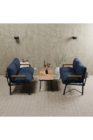 Mb Garden Furnıture Simetri Model, Balkon, Mutfak, Bahçe,cafe,metal Koltuk Takımı,bahçe Takımı,çay Seti, 2+2 Takım+sehpa Lacivert