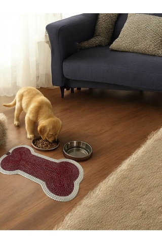 Kedi, Köpek Evcil Hayvan Mama Matı, Paspası - Bordo