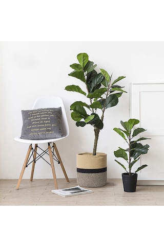 Mavaux Dekoratif Jüt Saplı Hasır Sepet Saksı 25cm X 25 Cm, Jüt Bej Saksılık, Dekoratif Saksı Ve Havluluk Jütsiyah