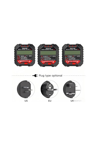 Hangfox Ht107d Avrupa Tipi Lcd Ekranlı Prizi Test Cihazı - Toprak, Sıfır, Faz, Polarite Ve Kaçak Akım Tespiti Pil Yok