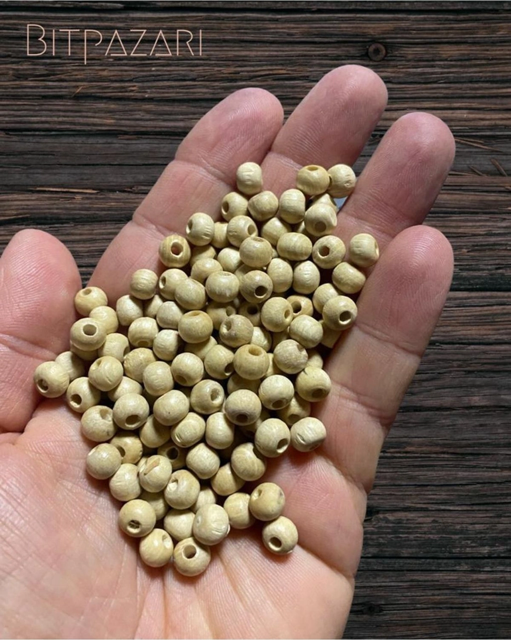 6mm Ham Ahşap Boncuk - 300 Adet -