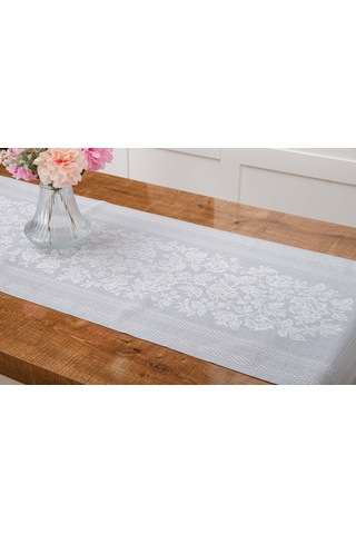 Finezza Lola Jakar Polyester Kumaş Gri Runner 45x150 cm - 1413
