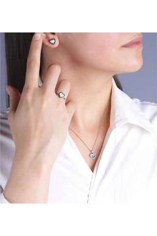 Diamond Line - Gülaylar - Beyaz Altın 8 Ayar Kalp Yüzük (530008017)