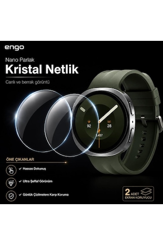 Samsung Galaxy Watch 9 44mm İle Uyumlu Ekran Koruyucu Nano Parlak Çizilmeye Dayanıklı Akıllı Saat Koruması, 9h Kırılmaz Esnek Cam, Hd Şeffaf 2 Adet Sm-l350