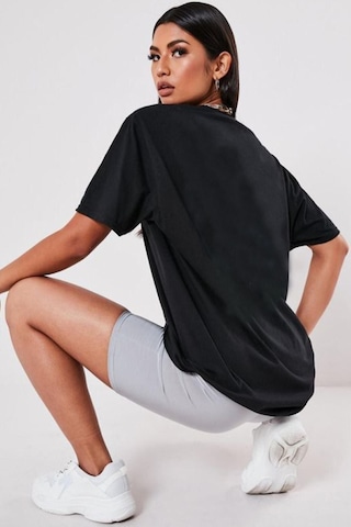 Düz Basic T-shirt - Siyah Oversize Bisiklet Yaka Kısa Kol Tişört Siyah