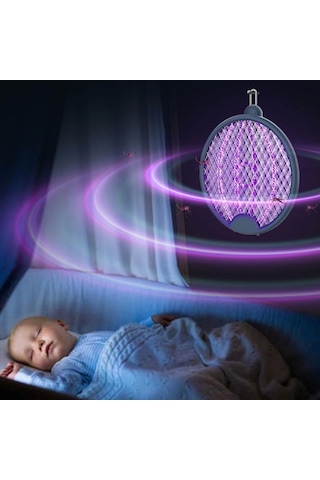 Asılabilen Ve Masaüstü Olabilen 2w Sinek Öldürücü Mor Işıklı Raket Çok Renkli