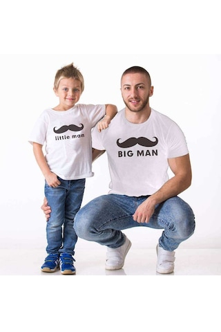 Bigman Little Man Baba Oğul Giyim Tişört Tekli Üründür Kombin Yapmak İçin 2 Adet Sepete Ekleyiniz Beyaz
