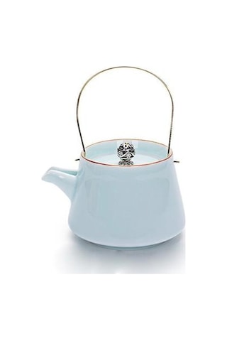 Celadon Seramik Işın Çay Potu 240 Ml, Japon Tarzı Çay Potu Pu'er Pot Ev Çay Seti Tek Çaydanlık Seramik Çiçek Çaydanlık Su Isıtıcısı Çaydanlıklar Altın - Beyaz