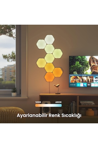 Nanoleaf Altıgen Akıllı Rgbw Duvar Paneli Genişletme Paketi App Kontrollü, 3 Parça, Beyaz, Google Ho RGB