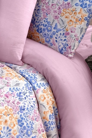 Mystory Home Lastikli Çarşaflı Çift Kişilik Nevresim Takımı Colore Mavi - Pembe - Turuncu