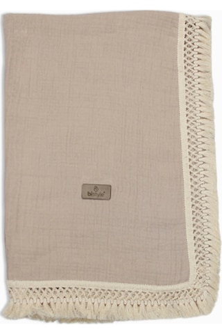 Bistyle Organik Müslin 80x90 Fistolu Battaniye 70112 Bej Bej