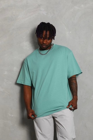 Veraura Lifestyle Unisex Oversize Düz Bisiklet Yaka T-shirt - Mint Yeşili