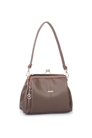 Nas Bag Burslu Klipsli Vintage Omuz Ve Çapraz Çanta 23x20 Cm Ebatlarındadır Vizon Victoria