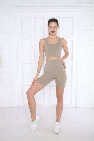Escetic Kadın Spor Midstone Toparlayıcı, Yüksek Bel Fitnes Bra Şort-tayt Takım-4313 - L Çok Renkli