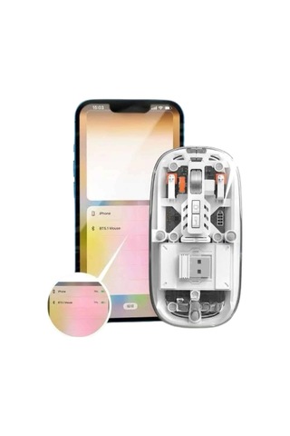 Mey Najmaddin Mouse Fare Kablosuz Mouse Fare Şarjlı Bluetooth Sessiz 5 Tuşlu Şeffaf Najmaddin Belirtilmemiş