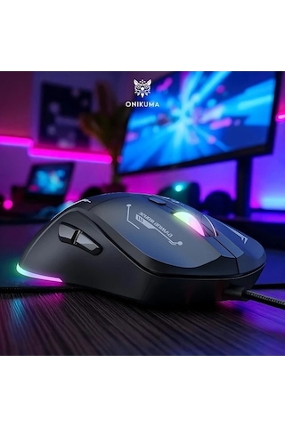 Besthome1 Onıkuma Kablolu Oyun Faresi 4 Dpı Rgb Aydınlatmalı 6 Tuş Win Mac Black Model -