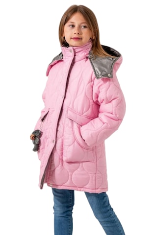 Kız Çocuk Kapitone Model Fermuar Kapama Kapüşonu Çıkabilen Astarlı Ayıcık Aksesuarlı Pembe Renk Mont Pembe