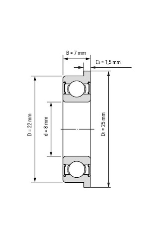 F 608 Zz 20 Adet Flanşlı Minyatür Rulman Metal Kapak 8x22x7