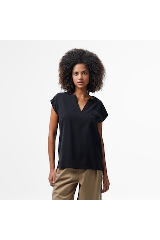 Nautica Kadın Siyah Relaxed Fit Gömlek Düz 55w090t Siyah
