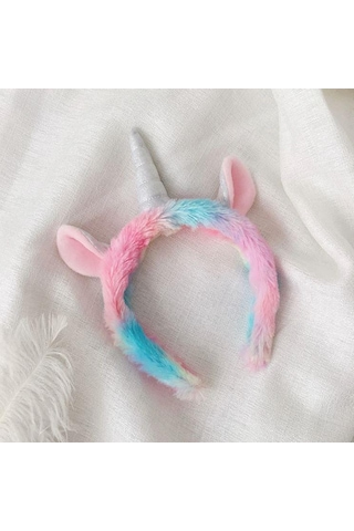 Unicorn Kulaklı ve Boynuzlu Tac Peluş Saç Bandı