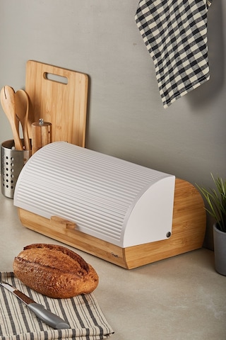 Clemento Bambu Ekmek Dolabı Gri