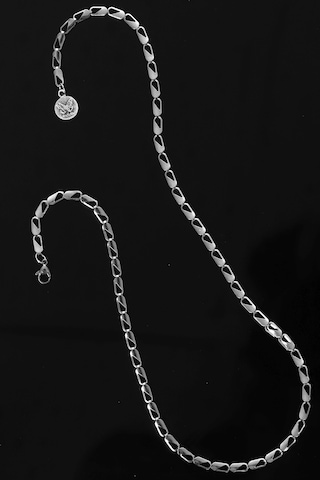 Labalaba Erkek Balık Gözü Model Çelik Zincir Kolye Gümüş