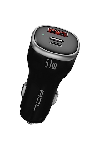 Ac-105 51w Süper Hızlı Araç Şarj Cihazı Dahili Lightning Kablolu + Pd 30w Usb-c Ve Qc 18w Usb-a