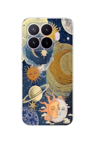 Xiaomi 17t Pro Uyumlu Güneş Ve Ay Evren Tasarımlı Baskılı Silikon Kılıf