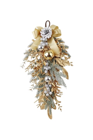 Gajeena Altın Renkli 55cm Yarıçaplı Noel Çiteleri, Kış Festivalleri İçin Kapı/pencere Dekorasyon Aksesuarı 188g Ağırlık