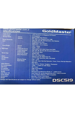 Goldmaster DSC519 8 MP Dijital Fotoğraf Makinesi (İthalatçı Garantili)