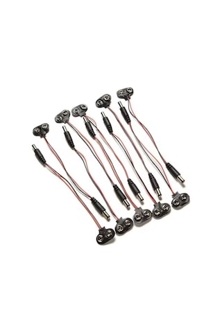 10 Adet 9v Pil Barrel Dönüştürücü Güç Kablo Jaklı Pil Başlığı - T Type