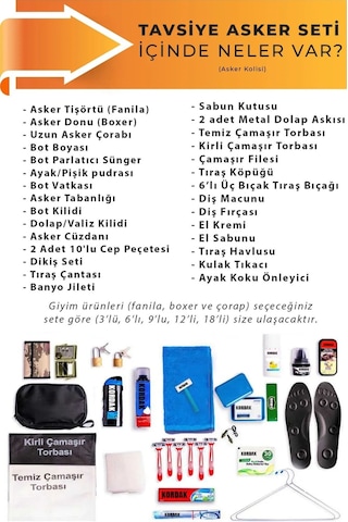 24 Lü Denizci Tavsiye Asker Paketi - Bedelli Askerlik Seti Beyaz