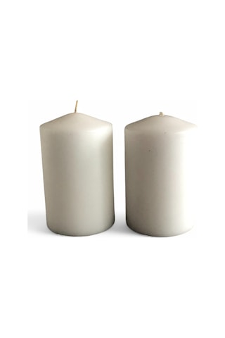 İkili Bar Mum Beyaz Beyaz