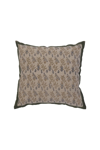 Yargıcı Çiçek Desenli Keten Pamuk Kare Yastık 50x50 Cm 26knht1012c St