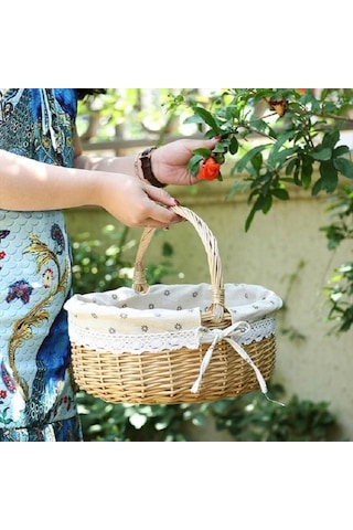 Pazly Cbtx Willow Mavi Dokuma Sepet, Yumurta Kabı, Açık Piknik Sepeti, S Boyut Ahşap