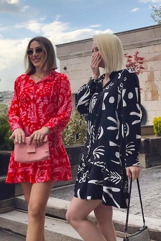 Madmext Pembe Desenli Kısa Kadın Elbise Mg2429 Pembe