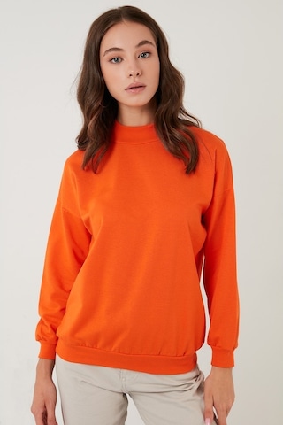 Lela Pamuklu Dik Yaka Basic Örme Bayan Sweat 5863323 Oranj
