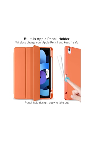 Apple Uyumlu iPad Air 11 İnç M2 2024 Kılıf Pen Slot Charging Case Kalem Bölmeli A2902 A2903 A2904 Kapaklı Kılıf