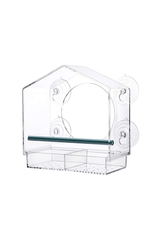 Yifomall Ev Şeklinde Dayanıklı Akrilik Kuş Yemliği - 21.5x20.5x10cm