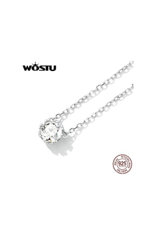 Wostu Muhteşem Parlak Gerdanlık 100% 925 Ayar Gümüş Geometrik Kesim Köpüklü Zirkon Kolye Kolye Düğün Takısı, Seçenekler: 0.4cm